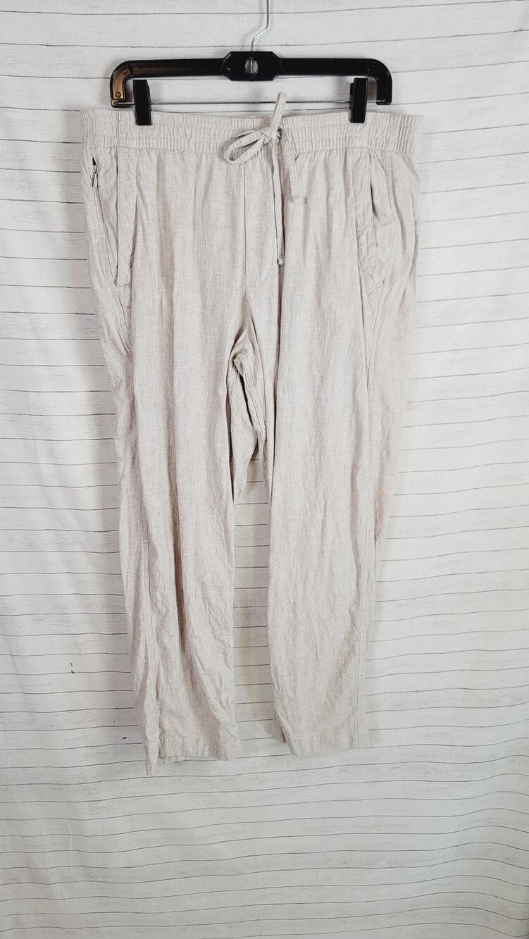 Abercrombie & Fitch Loose Straight Linen Blend Pull On Pants, sz Large Short